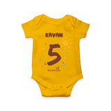 Celebrate The 5th Month Birthday Custom Romper, Personalized with your Baby's name - CHROME YELLOW - 0 - 3 Months Old (Chest 16")
