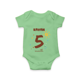 Celebrate The 5th Month Birthday Custom Romper, Personalized with your Baby's name - GREEN - 0 - 3 Months Old (Chest 16")