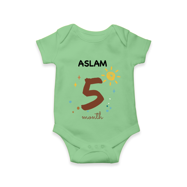 5 Month Old Baby Clothing | Custom Romper/Onesie Design | Ideal for Gifting - GREEN - New Born (Chest 14")