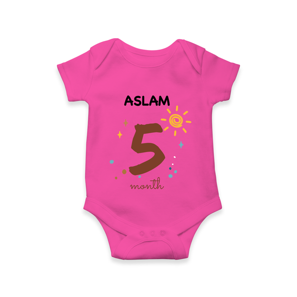 5 Month Old Baby Clothing | Custom Romper/Onesie Design | Ideal for Gifting - HOT PINK - New Born (Chest 14")