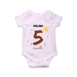 Celebrate Your Baby's Fifth Month With Our Uniquely Customized Baby Romper, Designed For Precious Moments - LILAC - 0 - 3 Months Old (Chest 16")