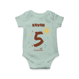 Celebrate The 5th Month Birthday Custom Romper, Personalized with your Baby's name - MINT GREEN - 0 - 3 Months Old (Chest 16")