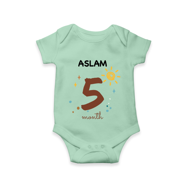 5 Month Old Baby Clothing | Custom Romper/Onesie Design | Ideal for Gifting - MINT GREEN - New Born (Chest 14")