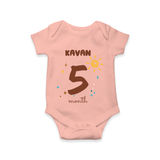 Celebrate The 5th Month Birthday Custom Romper, Personalized with your Baby's name - PEACH - 0 - 3 Months Old (Chest 16")