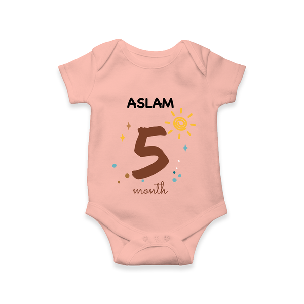 5 Month Old Baby Clothing | Custom Romper/Onesie Design | Ideal for Gifting - PEACH - New Born (Chest 14")