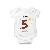 Celebrate Your Baby's Fifth Month With Our Uniquely Customized Baby Romper, Designed For Precious Moments - WHITE - 0 - 3 Months Old (Chest 16")