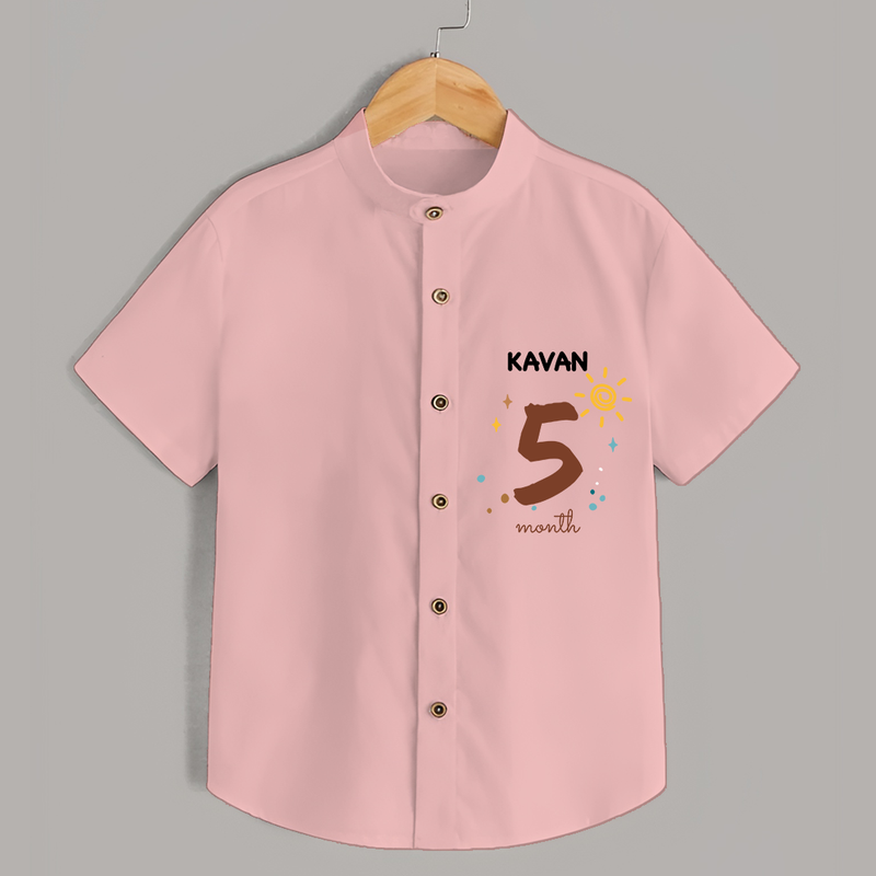 Celebrate The 5th Month Birthday with Custom Shirt, Personalized with your Baby's name - PEACH - 0 - 6 Months Old (Chest 21")