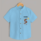 Celebrate The 5th Month Birthday with Custom Shirt, Personalized with your Baby's name - SKY BLUE - 0 - 6 Months Old (Chest 21")