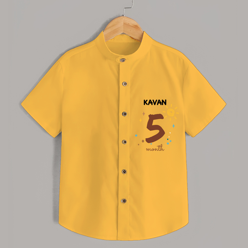 Celebrate The 5th Month Birthday with Custom Shirt, Personalized with your Baby's name - YELLOW - 0 - 6 Months Old (Chest 21")