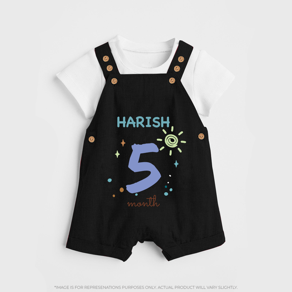5 Month Old Baby Clothing | Custom Dungaree Set Design | Ideal for Gifting - BLACK - 0 - 5 Months Old (Chest 18")