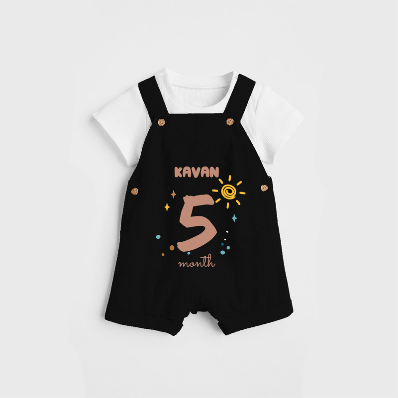 Celebrate The 5th Month Birthday Custom Dungaree, Personalized with your Baby's name - BLACK - 0 - 5 Months Old (Chest 17")