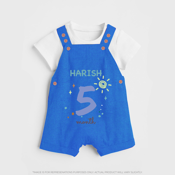 5 Month Old Baby Clothing | Custom Dungaree Set Design | Ideal for Gifting - COBALT BLUE - 0 - 5 Months Old (Chest 18")