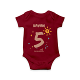 Celebrate The 5th Month Birthday Custom Romper, Personalized with your Baby's name - MAROON - 0 - 3 Months Old (Chest 16")