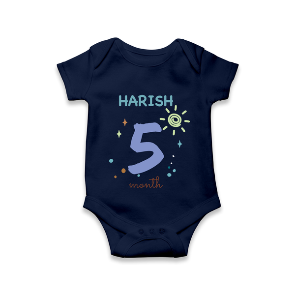 5 Month Old Baby Clothing | Custom Romper/Onesie Design | Ideal for Gifting - NAVY BLUE - New Born (Chest 14")
