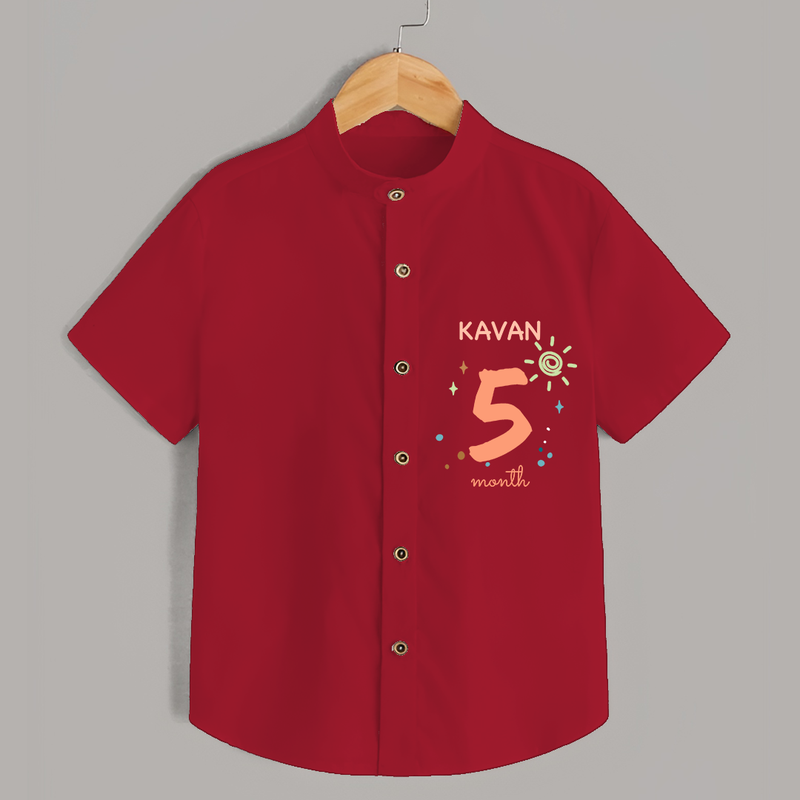 Celebrate The 5th Month Birthday with Custom Shirt, Personalized with your Baby's name - RED - 0 - 6 Months Old (Chest 21")