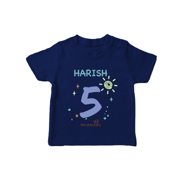 5 Month Old Baby Clothing | Custom T-Shirt Design | Ideal for Gifting - NAVY BLUE - 0-5 Months Old (Chest 17")