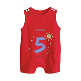 Celebrate Your Baby's Fifth Month With Our Uniquely Customized Baby Romper Suit, Designed For Precious Moments - RED - 0 - 5 Months Old (Chest 18")