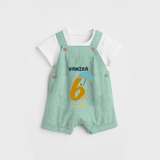 Celebrate The 6th Month Birthday Custom Dungaree, Personalized with your Baby's name - LIGHT GREEN - 0 - 5 Months Old (Chest 17")