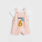 Celebrate The 6th Month Birthday Custom Dungaree, Personalized with your Baby's name - PEACH - 0 - 5 Months Old (Chest 17")