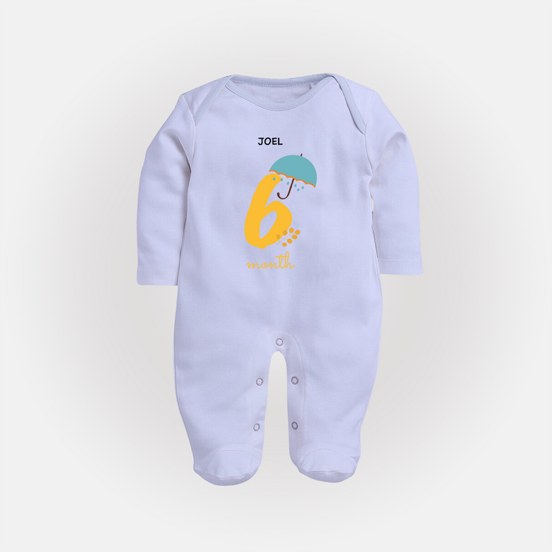 Celebrate Your Baby's Sixth Month With Our Uniquely Customized Baby Sleep Suit, Designed For Precious Moments - BABY BLUE - New Born (Chest 7.5")