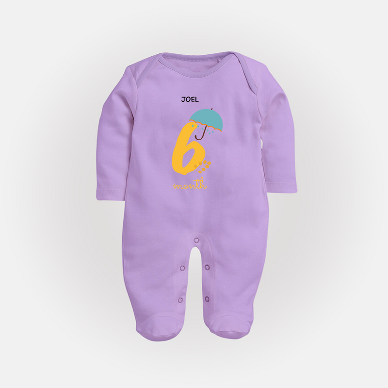 Celebrate Your Baby's Sixth Month With Our Uniquely Customized Baby Sleep Suit, Designed For Precious Moments - LILAC - New Born (Chest 7.5")