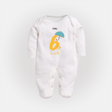 Celebrate Your Baby's Sixth Month With Our Uniquely Customized Baby Sleep Suit, Designed For Precious Moments - WHITE - New Born (Chest 7.5")