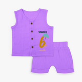 Celebrate The 6th Month Birthday Custom Jabla set, Personalized with your Baby's name - PURPLE - 0 - 3 Months Old (Chest 9.8")