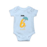 Celebrate Your Baby's Sixth Month With Our Uniquely Customized Baby Romper, Designed For Precious Moments - BABY BLUE - 0 - 3 Months Old (Chest 16")