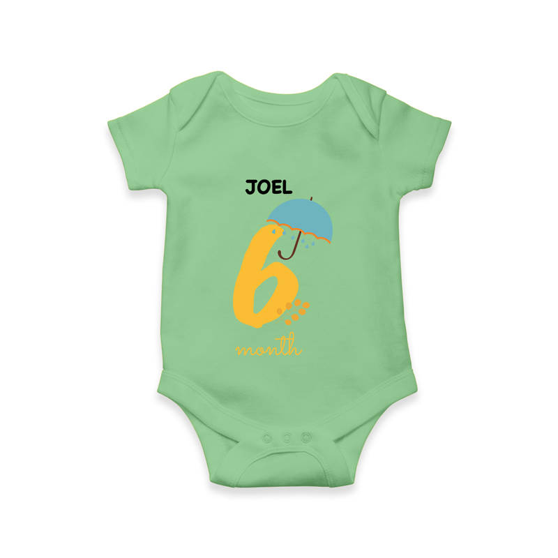 Celebrate Your Baby's Sixth Month With Our Uniquely Customized Baby Romper, Designed For Precious Moments - GREEN - 0 - 3 Months Old (Chest 16")