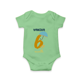 Celebrate The 6th Month Birthday Custom Romper, Personalized with your Baby's name - GREEN - 0 - 3 Months Old (Chest 16")