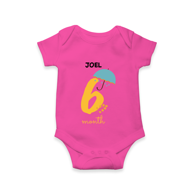 Celebrate Your Baby's Sixth Month With Our Uniquely Customized Baby Romper, Designed For Precious Moments - HOT PINK - 0 - 3 Months Old (Chest 16")