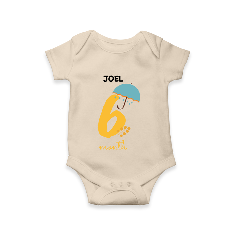 Celebrate Your Baby's Sixth Month With Our Uniquely Customized Baby Romper, Designed For Precious Moments - IVORY - 0 - 3 Months Old (Chest 16")