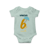 Celebrate The 6th Month Birthday Custom Romper, Personalized with your Baby's name - MINT GREEN - 0 - 3 Months Old (Chest 16")