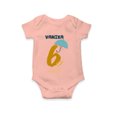 Celebrate The 6th Month Birthday Custom Romper, Personalized with your Baby's name - PEACH - 0 - 3 Months Old (Chest 16")