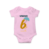 Celebrate The 6th Month Birthday Custom Romper, Personalized with your Baby's name - PINK - 0 - 3 Months Old (Chest 16")