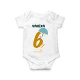 Celebrate The 6th Month Birthday Custom Romper, Personalized with your Baby's name - WHITE - 0 - 3 Months Old (Chest 16")