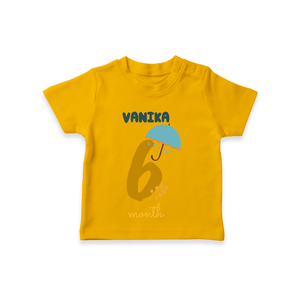 Celebrate The 6th Month Birthday Custom T-Shirt, Personalized with your Baby's name - CHROME YELLOW - 0 - 5 Months Old (Chest 17")