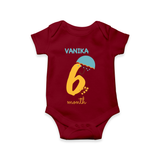 Celebrate The 6th Month Birthday Custom Romper, Personalized with your Baby's name - MAROON - 0 - 3 Months Old (Chest 16")