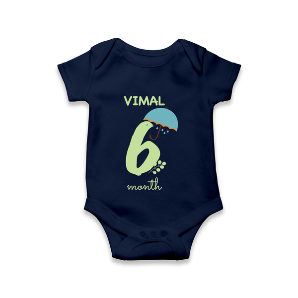 6 Month Old Baby Clothing | Custom Romper/Onesie Design | Ideal for Gifting - NAVY BLUE - New Born (Chest 14")