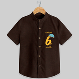 Celebrate The 6th Month Birthday with Custom Shirt, Personalized with your Baby's name - CHOCOLATE BROWN - 0 - 6 Months Old (Chest 21")