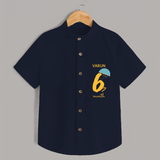 Celebrate The 6th Month Birthday with Custom Shirt, Personalized with your Baby's name - NAVY BLUE - 0 - 6 Months Old (Chest 21")
