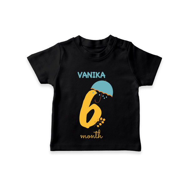 Celebrate The 6th Month Birthday Custom T-Shirt, Personalized with your Baby's name - BLACK - 0 - 5 Months Old (Chest 17")