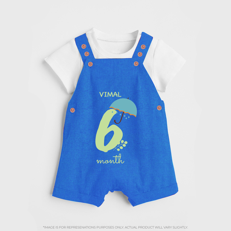 Celebrate Your Baby's Sixth Month With Our Uniquely Customized Baby Dungaree Set, Designed For Precious Moments - COBALT BLUE - 0 - 5 Months Old (Chest 18")