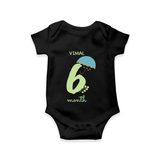 Celebrate Your Baby's Sixth Month With Our Uniquely Customized Baby Romper, Designed For Precious Moments - BLACK - 0 - 3 Months Old (Chest 16")