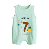 Celebrate Your Baby's Seventh Month With Our Uniquely Customized Baby Romper Suit, Designed For Precious Moments - MINT GREEN - 0 - 5 Months Old (Chest 18")