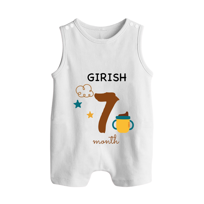 7 Month Old Baby Clothing | Custom Romper Suit/ Sleeveless Romper Design | Ideal for Gifting - WHITE - 0 - 5 Months Old (Chest 18")