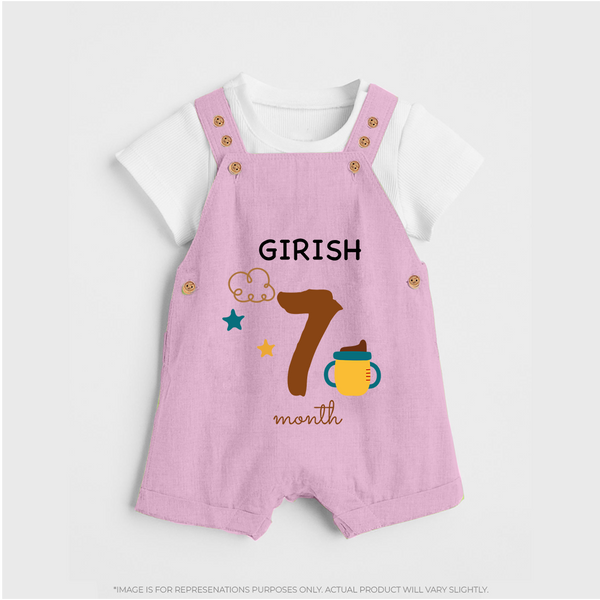 7 Month Old Baby Clothing | Custom Dungaree Set Design | Ideal for Gifting - BABY PINK - 0 - 5 Months Old (Chest 18")