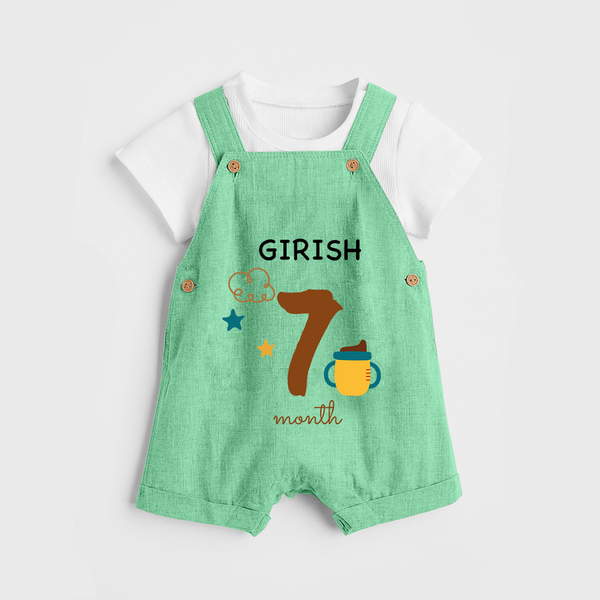 7 Month Old Baby Clothing | Custom Dungaree Set Design | Ideal for Gifting - GREEN - 0 - 5 Months Old (Chest 18")