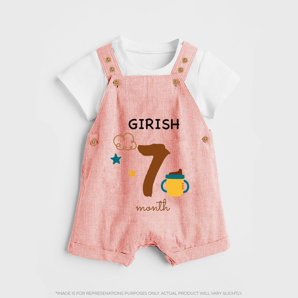 7 Month Old Baby Clothing | Custom Dungaree Set Design | Ideal for Gifting - PEACH - 0 - 5 Months Old (Chest 18")