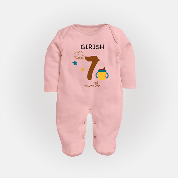 7 Month Old Baby Clothing | Custom Full Sleeve Bodysuit/ Sleep Suit/ Jumpsuit Design | Ideal for Gifting - BABY PINK - New Born (Chest 7.5")
